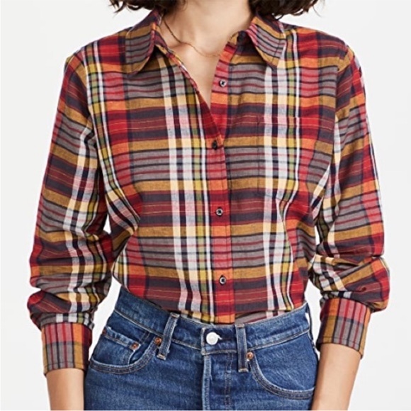 THE GREAT. The Cottage Plaid Button Down Shirt Size 1, Small - Picture 1 of 10